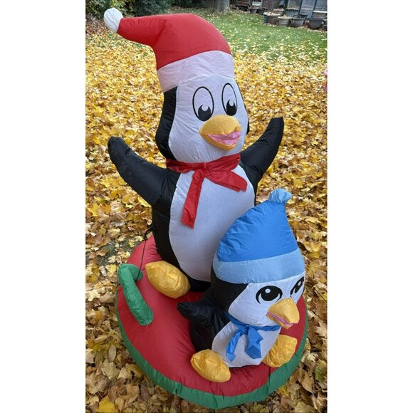 Inflatable Penguin a On Sled Christmas 4 FEET TALL - Picture 2 of 6
